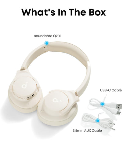 Soundcore by Anker Q20i Hybrid Active Noise Cancelling Headphones, Wireless Over-Ear Bluetooth, 40H Long ANC Playtime, Hi-Res Audio, Big Bass, Customize via an App, Transparency Mode (Black)