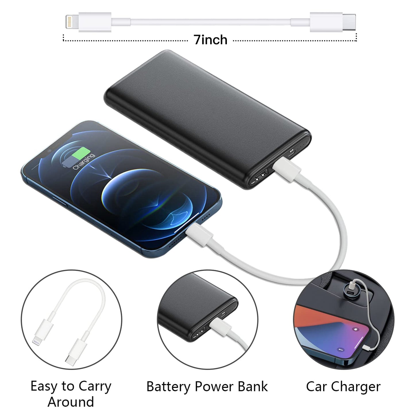 RCTech Trio USB-C to Lightning 6FT Fast Charge Cable