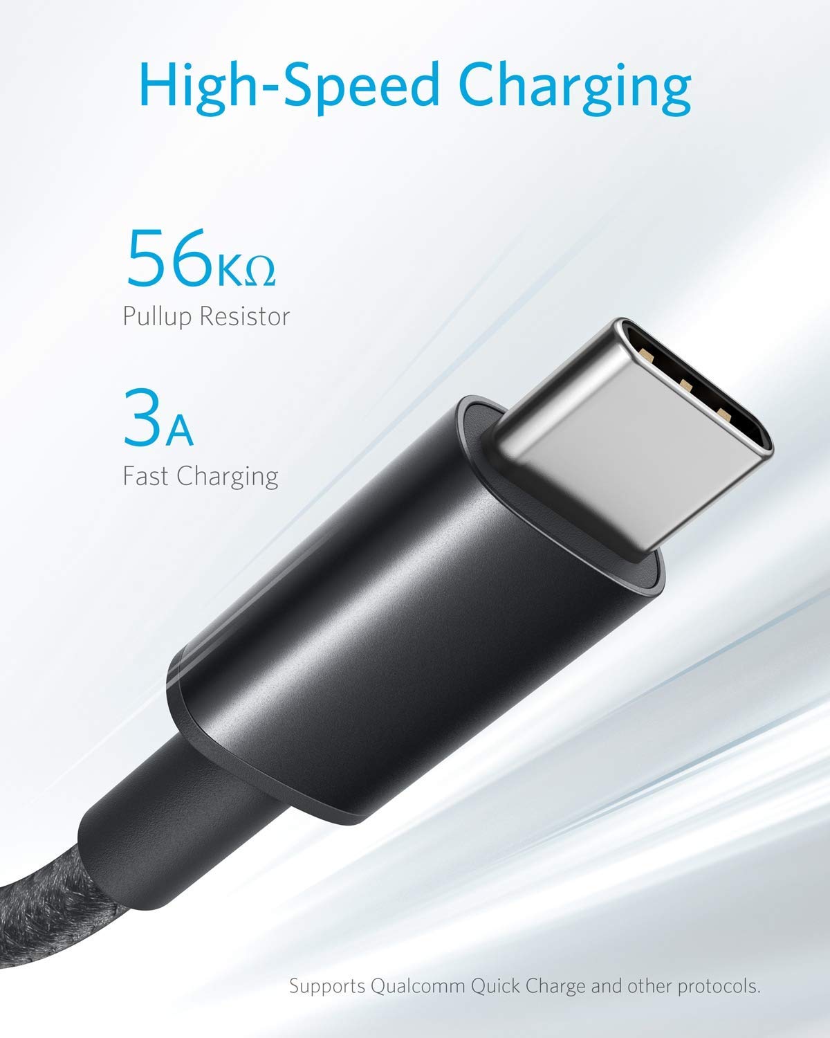 Anker Cable [2 Pack 3ft], USB A to USB C Cable for iPhone 17 Series,Samsung Galaxy S10 S10+, LG V30, Beats Fit Pro and More (Black).