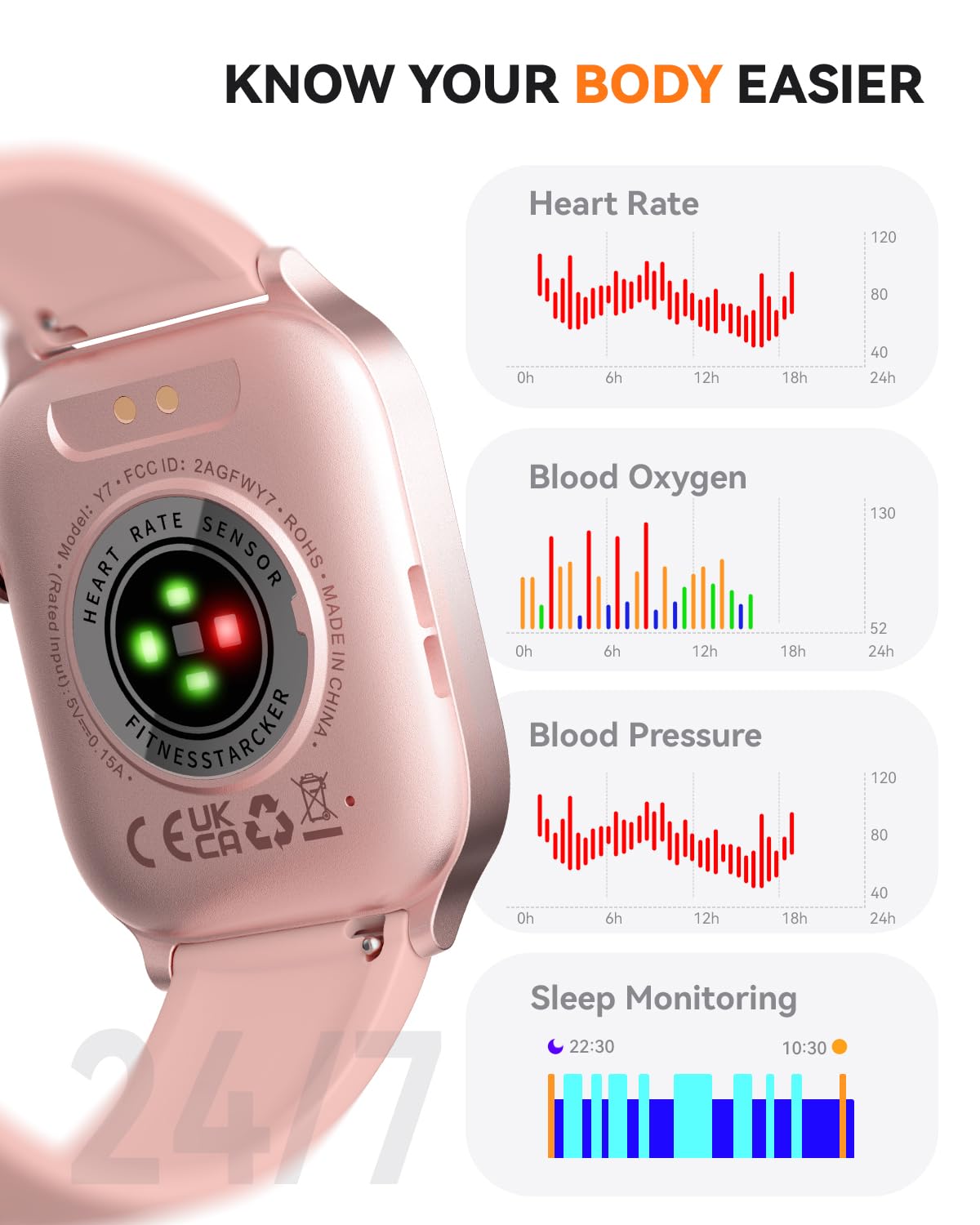 CallFit Tracker: IP68 Smartwatch (Pink) - Small Enterprise