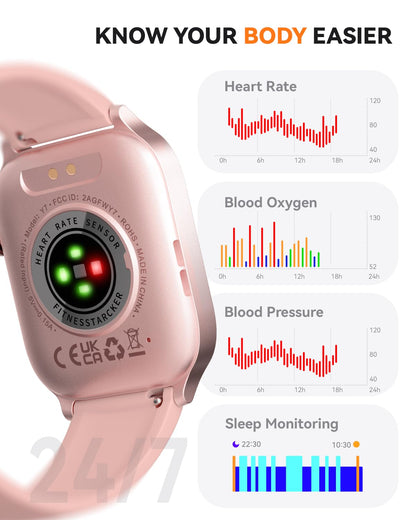 CallFit Tracker: IP68 Smartwatch (Pink) - Small Enterprise