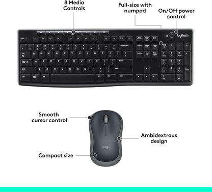Logitech MK270 Wireless Keyboard-Mouse Duo - Black