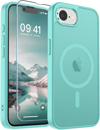 SUPFINE Magnetic for iPhone SE Case 2022 (3rd)/2020 (2nd), iPhone 8 Case (Compatible with MagSafe) (Military Grade Drop Protection) Translucent Matte Phone Cover,Black