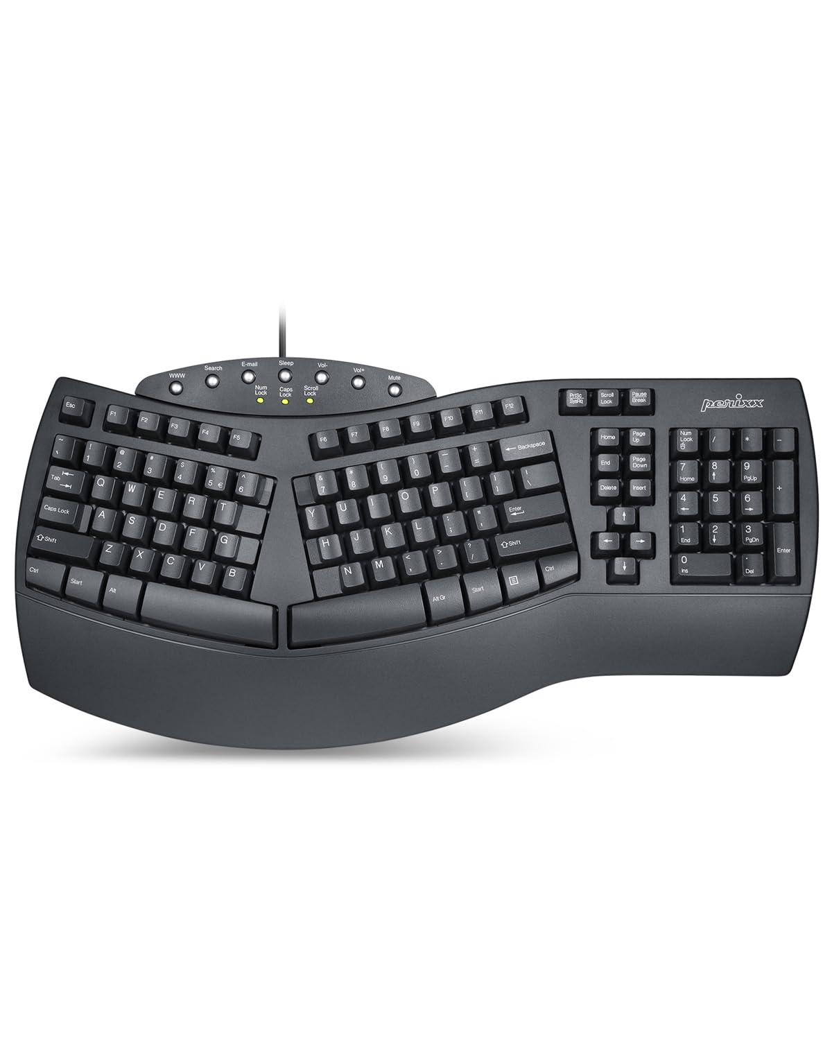PeriSplit Ergonomic Keyboard with Wrist Rest - Black