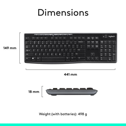 Logitech MK270 Wireless Keyboard-Mouse Duo - Black