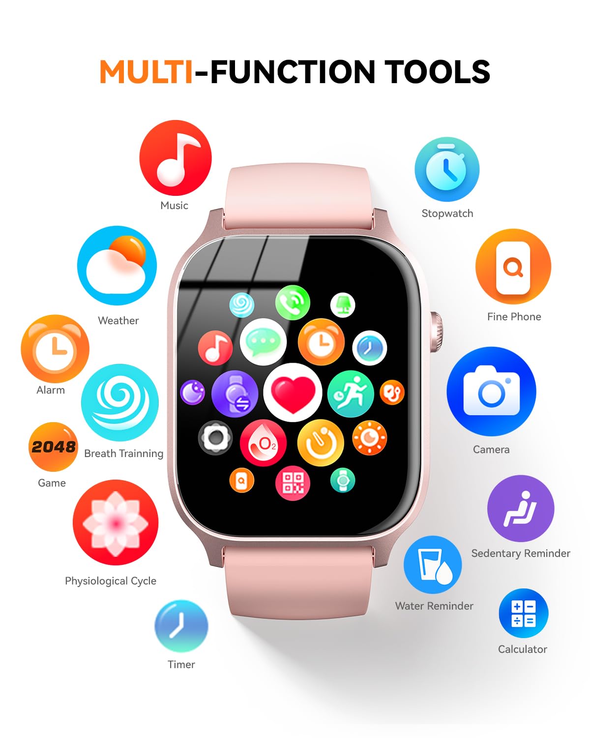 CallFit Tracker: IP68 Smartwatch (Pink) - Small Enterprise
