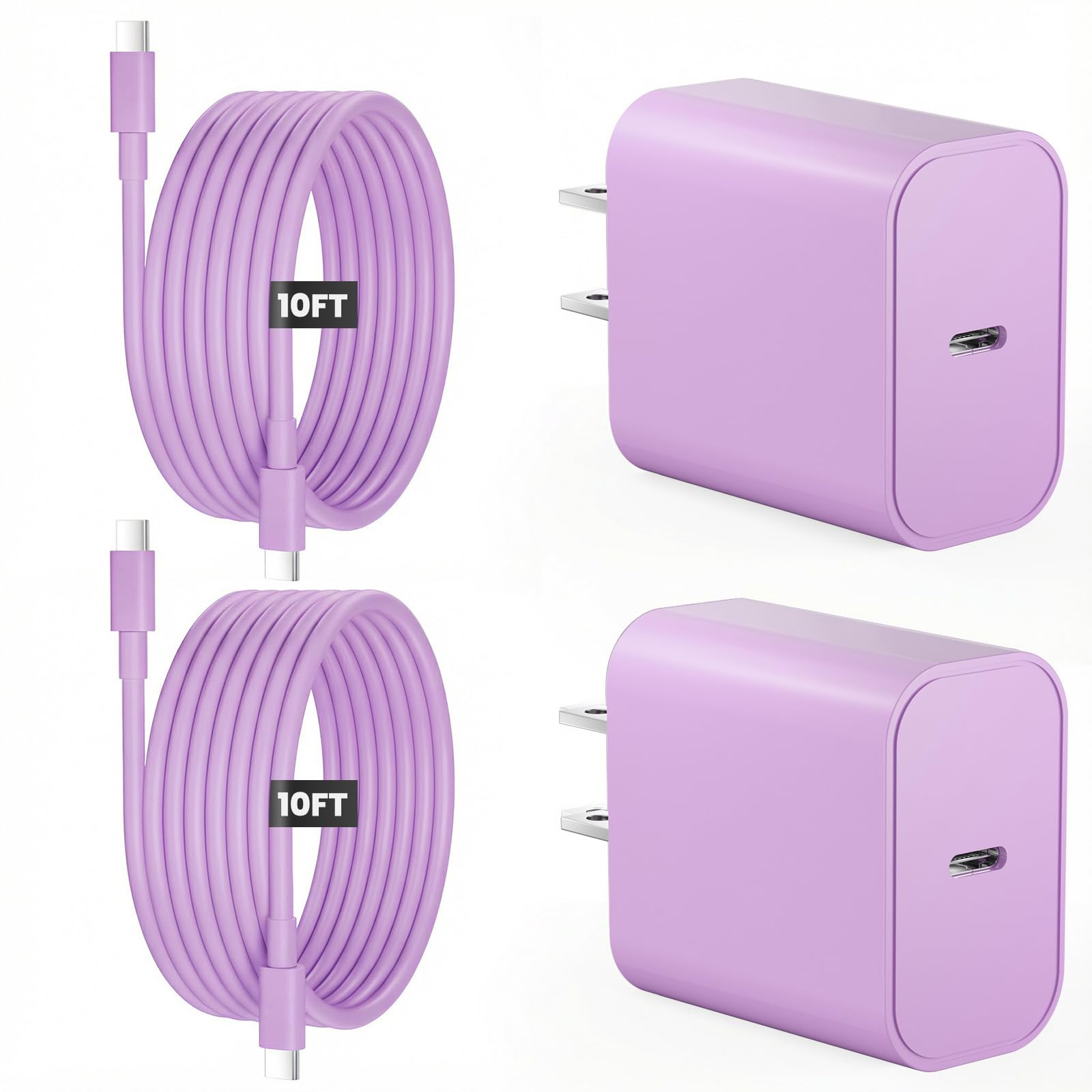 iPad Charger Fast Charging, 20W USB C Charger Block with 10FT & 6FT USB C to C Cable for iPad Pro 13/12.9/11 inch, iPad A16 11th/10th Generation, iPad Air 13/11 inch M4/M3/M2/5th/4th, iPad mini 7/6