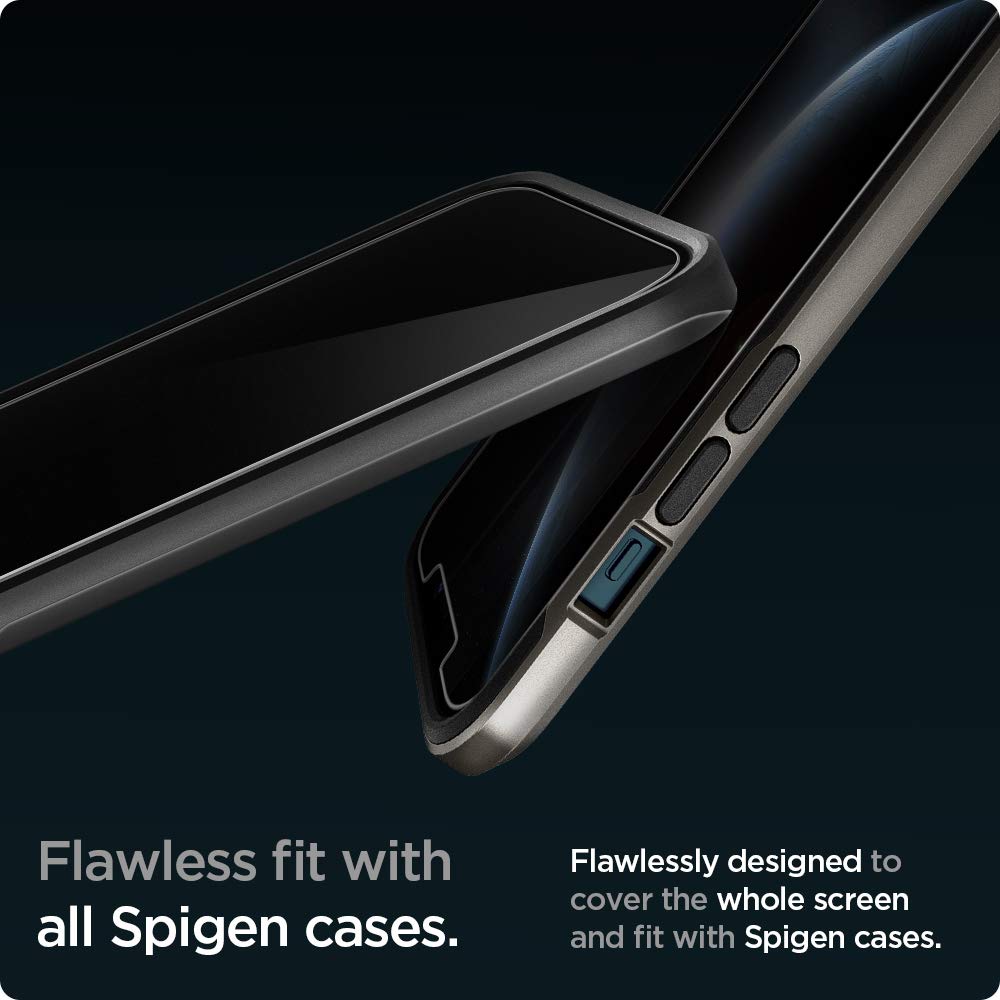 Spigen AluminaCore Tempered Glass Screen Protector [Glas.tR EZ Fit - Privacy] designed for iPhone 17 Pro | iPhone 17 | iPhone 16 Pro [2 Pack] 9H+ Hardness, Aluminum-Enhanced Durability | Tempered Glass, Privacy