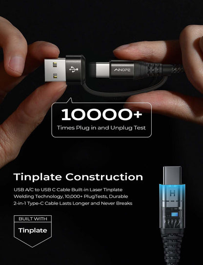 AINOPE 10FT Fast Charge USB C Cable & Adapter - Small Enterprise
