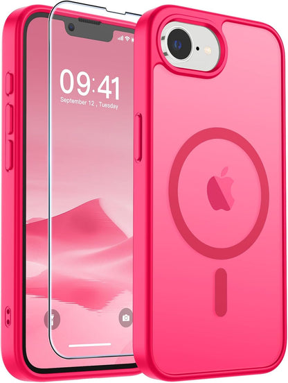 SUPFINE Magnetic for iPhone SE Case 2022 (3rd)/2020 (2nd), iPhone 8 Case (Compatible with MagSafe) (Military Grade Drop Protection) Translucent Matte Phone Cover,Black