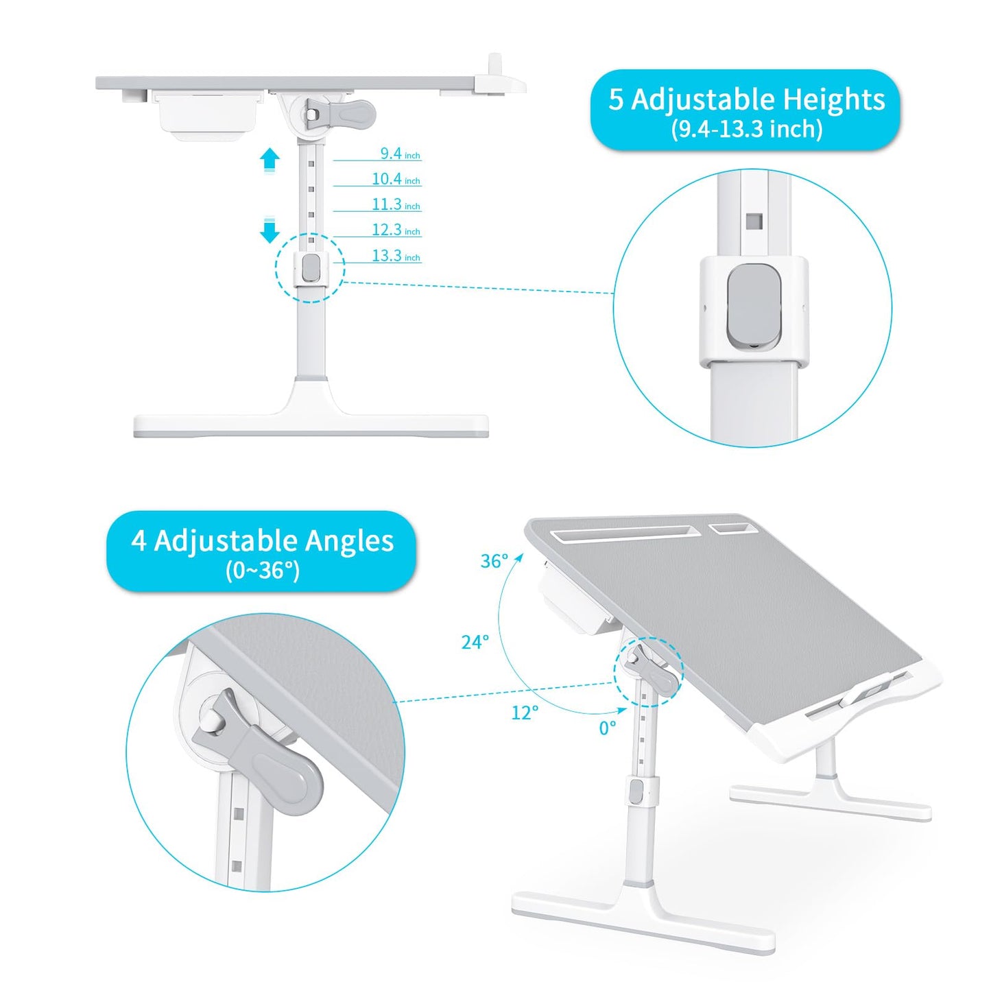 FlexiFold XL: Adjustable Laptop Tray for Bed & Sofa
