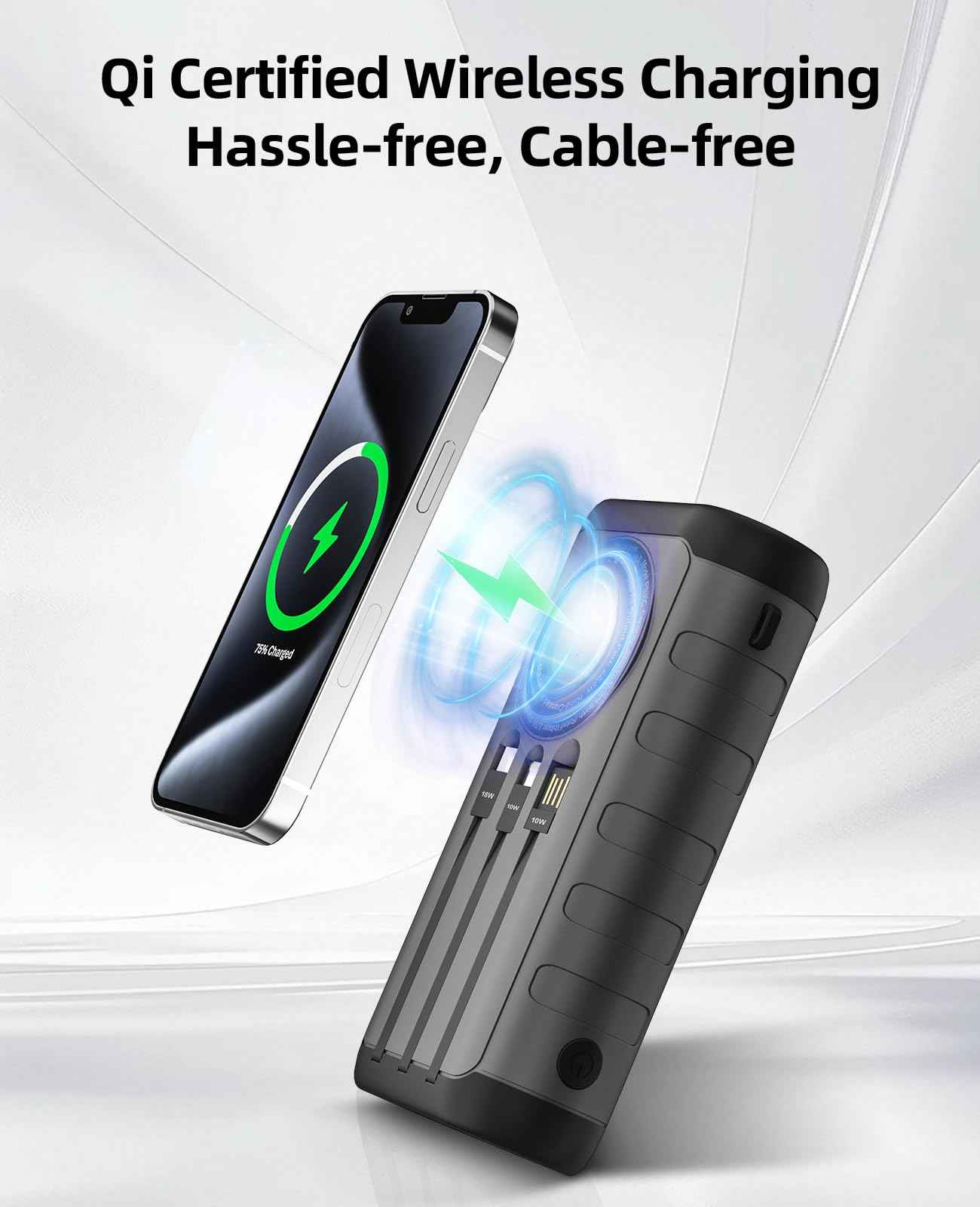Solar Power Bank 20000mAh with 4 Cables & Flashlights