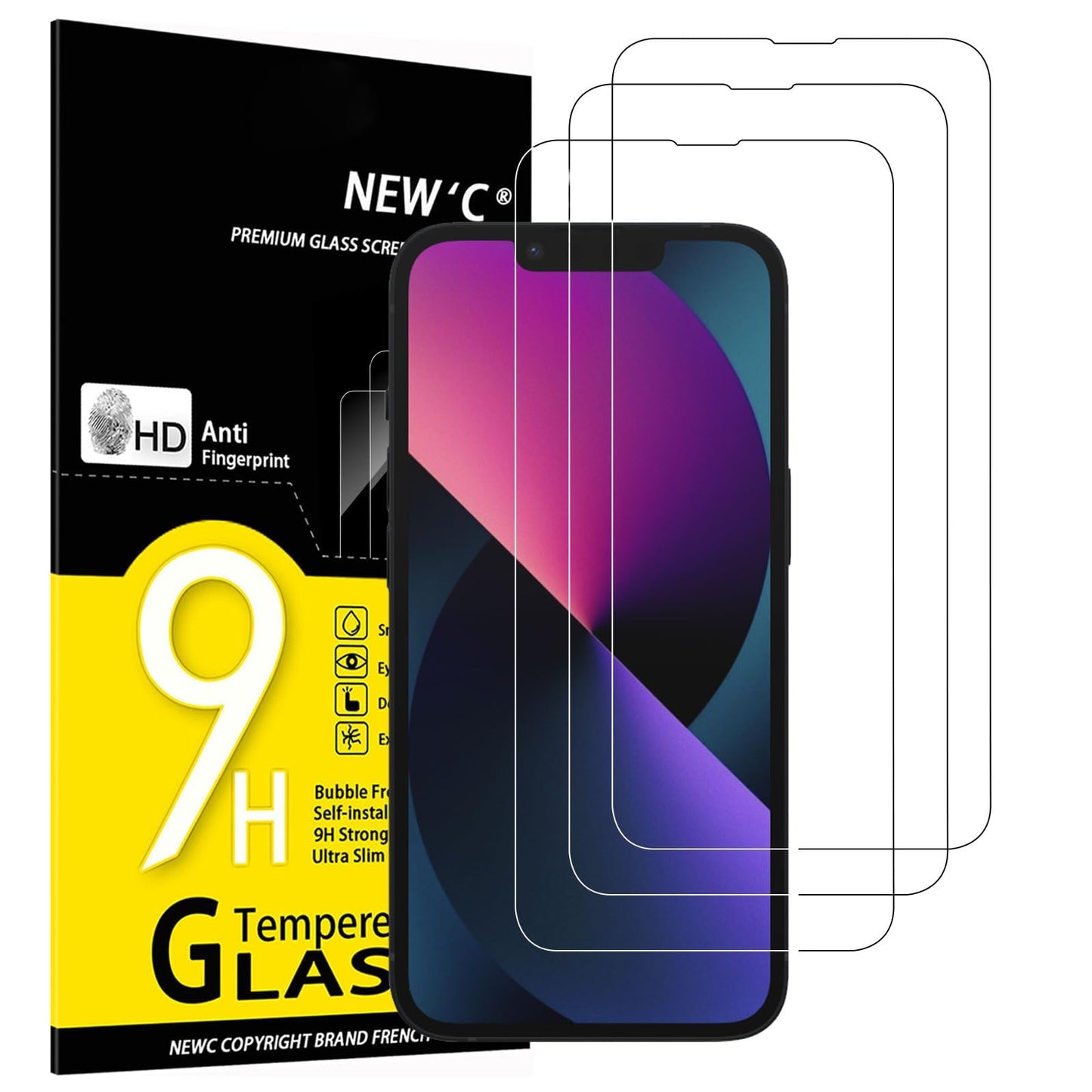 NEW'C 3 Pack iPhone 11/XR Tempered Glass Protectors