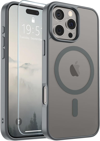SUPFINE Magnetic for iPhone SE Case 2022 (3rd)/2020 (2nd), iPhone 8 Case (Compatible with MagSafe) (Military Grade Drop Protection) Translucent Matte Phone Cover,Black