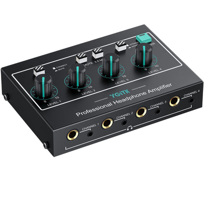 QuadMix Pro: 4-Channel Headphone Amp & Audio Mixer