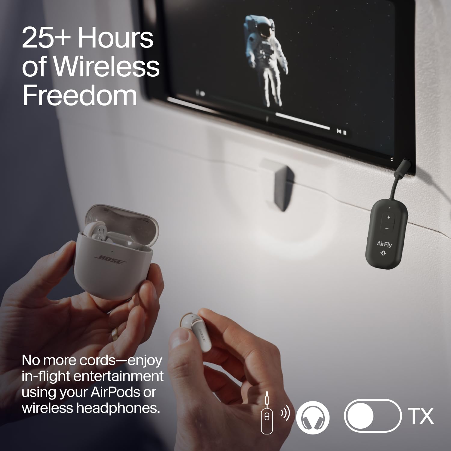 Twelve South AirFly SE | Bluetooth Wireless Audio Transmitter Adapter for AirPods/Headphones, 20+ Hr Battery, Works with 3.5mm aux Jacks on Airplanes, TVs, Gym Equipment, and Travel - Small Enterprise