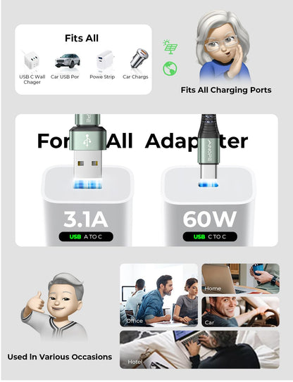 AINOPE 10FT Fast Charge USB C Cable & Adapter - Small Enterprise