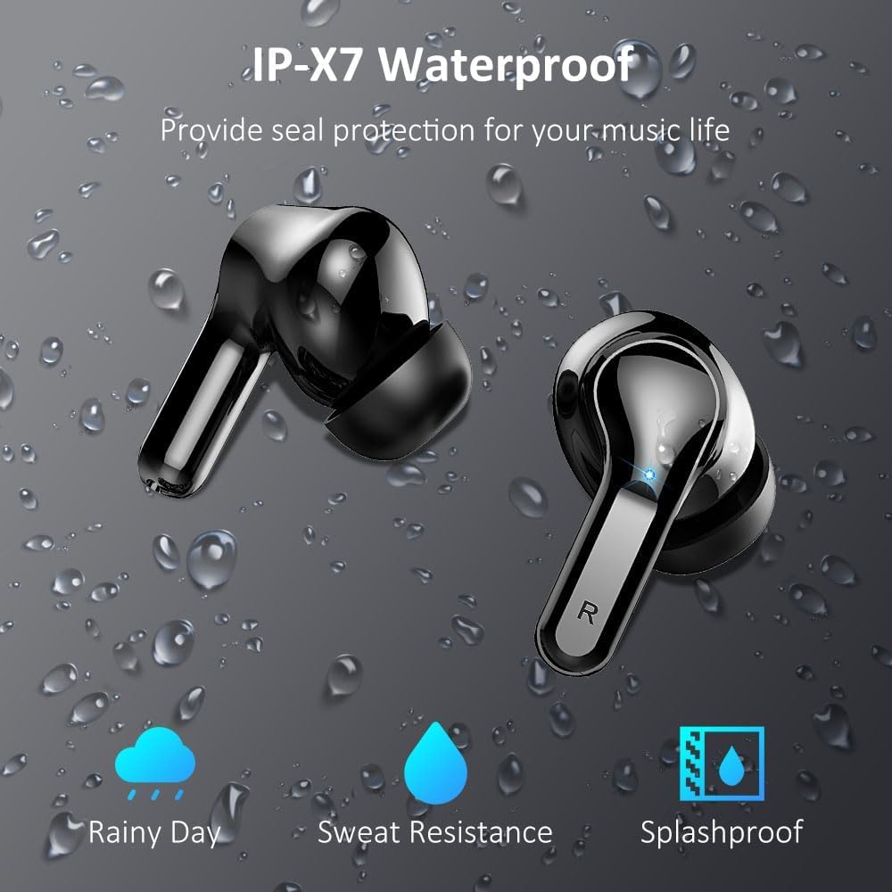 Wireless Earbuds, 2026 Bluetooth 5.4 Headphones NEW Ear Buds 40H Bass Stereo in-Ear Earphones ENC Noise Cancelling Earbuds with 4 HD Mic, USB-C LED Display IP7 Waterproof Sport Headset for Android iOS