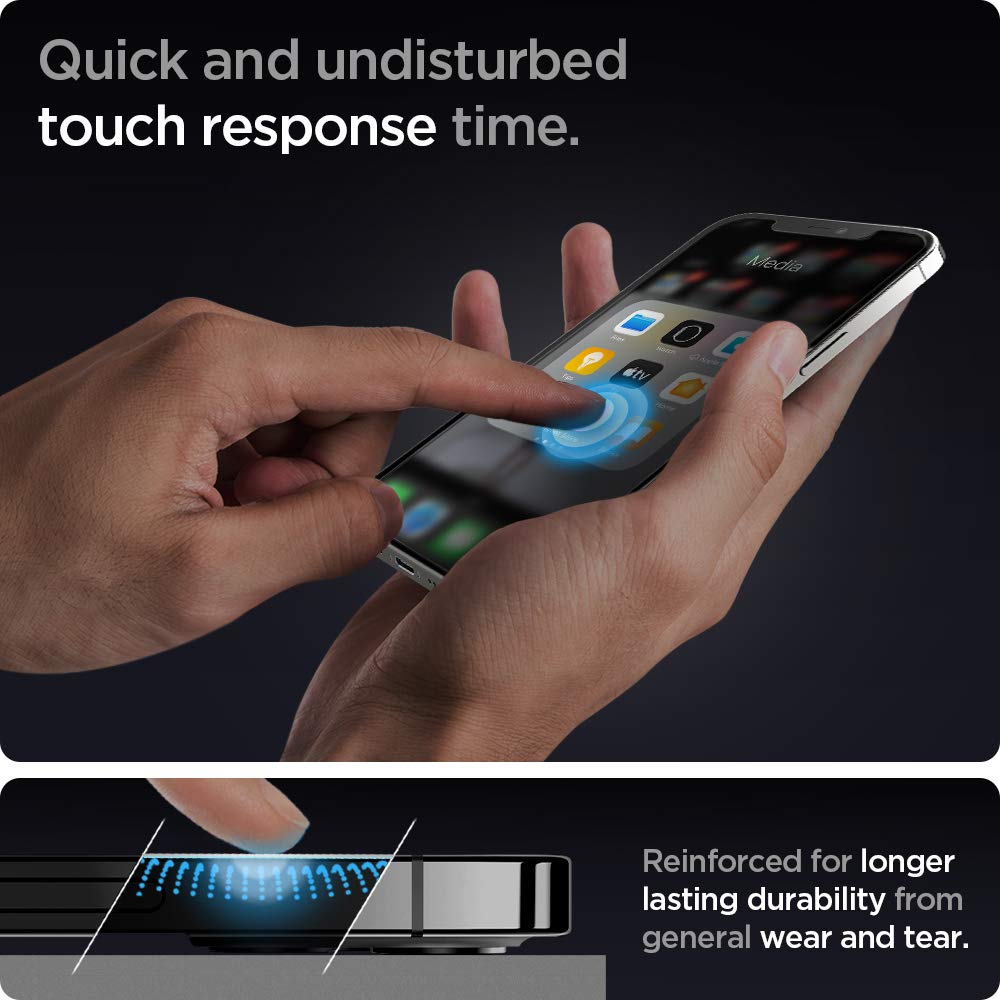 Spigen AluminaCore Tempered Glass Screen Protector [Glas.tR EZ Fit - Privacy] designed for iPhone 17 Pro | iPhone 17 | iPhone 16 Pro [2 Pack] 9H+ Hardness, Aluminum-Enhanced Durability | Tempered Glass, Privacy