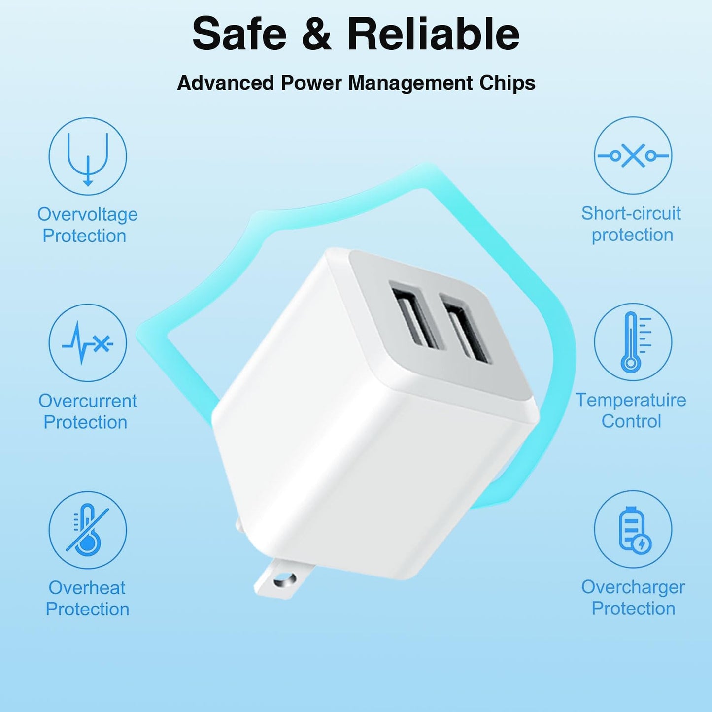 USB Wall Charger, Dual Port Cube Power Adapter Charger Plug Block Charging Box, Dual Port Wall Fast Charging Adapter, Compatible for i Phone 14 13 12 11，Milky White