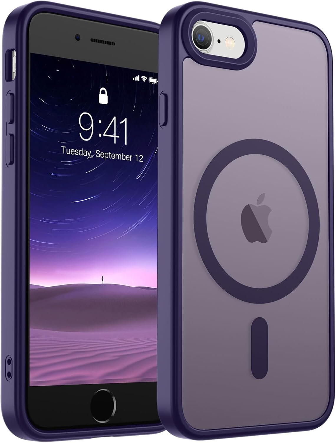 SUPFINE Magnetic for iPhone SE Case 2022 (3rd)/2020 (2nd), iPhone 8 Case (Compatible with MagSafe) (Military Grade Drop Protection) Translucent Matte Phone Cover,Black