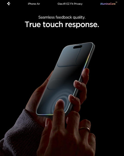 Spigen AluminaCore Tempered Glass Screen Protector [Glas.tR EZ Fit - Privacy] designed for iPhone 17 Pro | iPhone 17 | iPhone 16 Pro [2 Pack] 9H+ Hardness, Aluminum-Enhanced Durability | Tempered Glass, Privacy