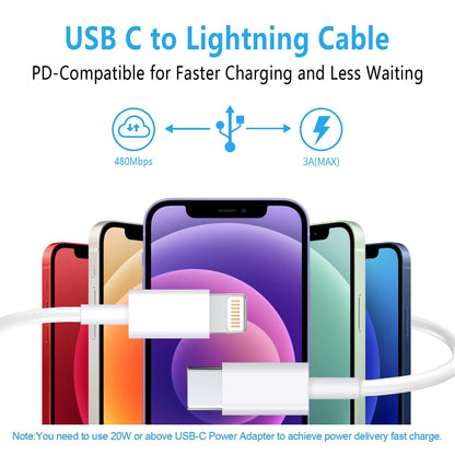 RCTech Trio USB-C to Lightning 6FT Fast Charge Cable