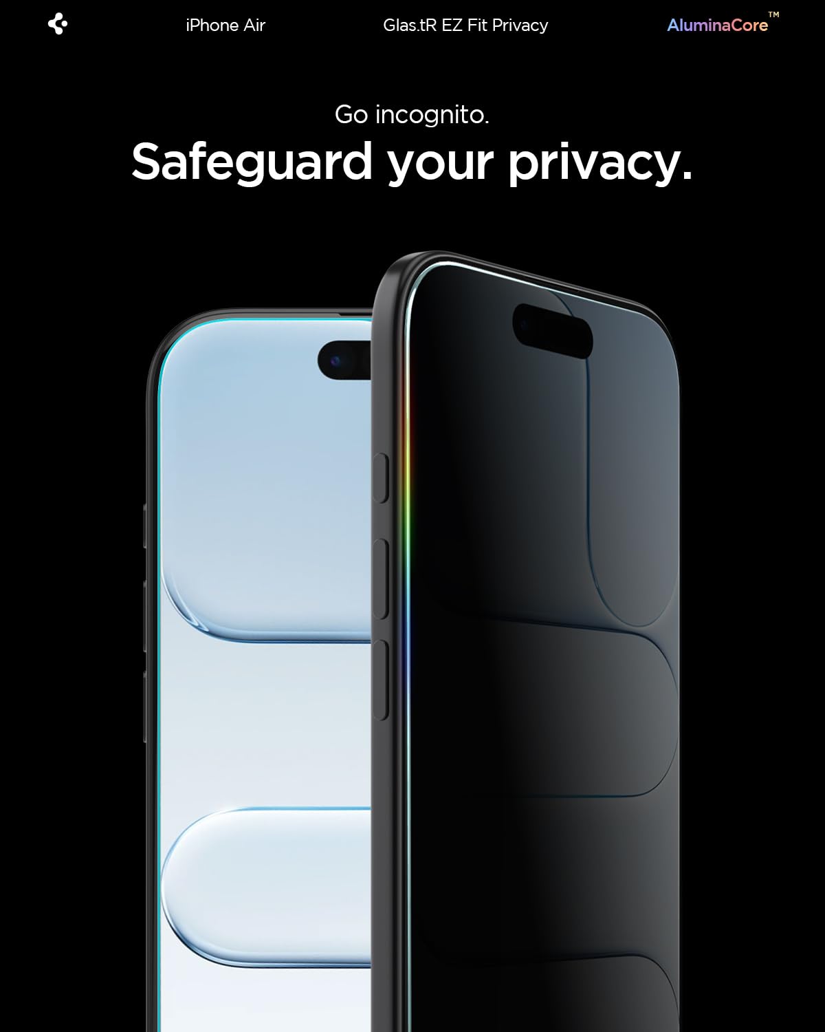 Spigen AluminaCore Tempered Glass Screen Protector [Glas.tR EZ Fit - Privacy] designed for iPhone 17 Pro | iPhone 17 | iPhone 16 Pro [2 Pack] 9H+ Hardness, Aluminum-Enhanced Durability | Tempered Glass, Privacy