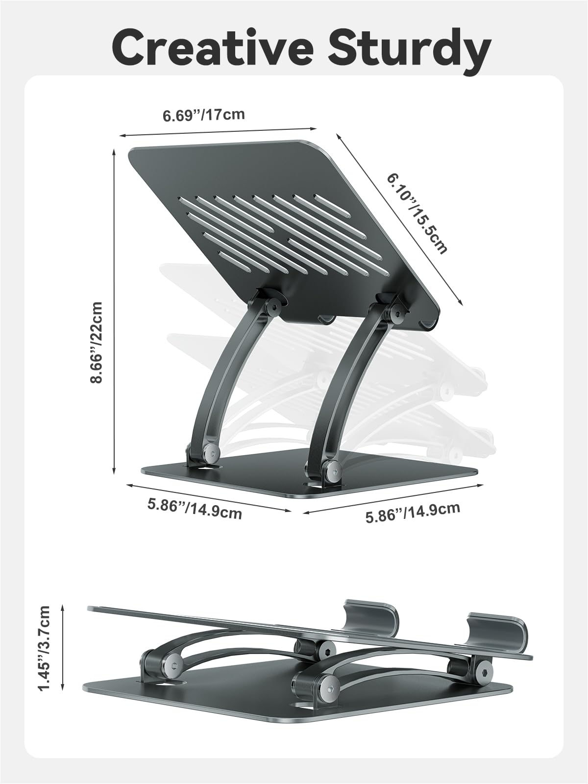 Dual Rod Adjustable Tablet Holder Stand (Gray)