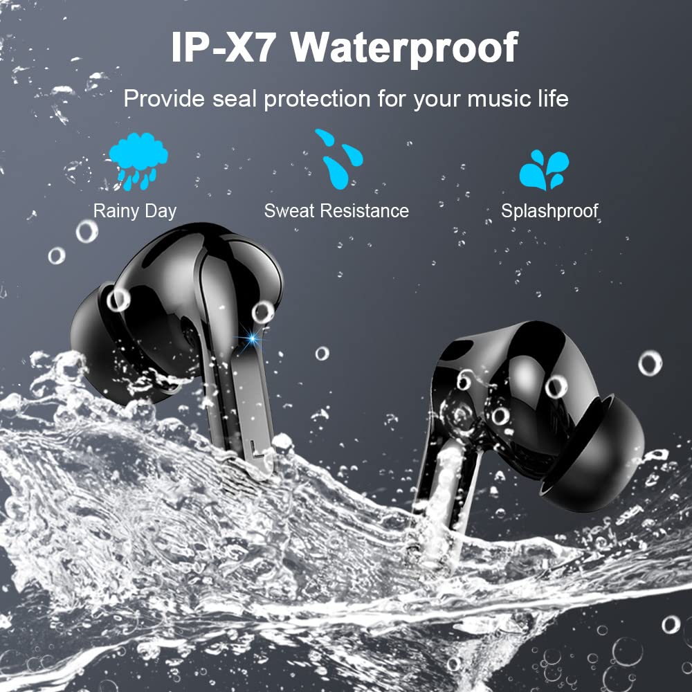 Wireless Earbuds, 2026 Bluetooth 5.4 Headphones NEW Ear Buds 40H Bass Stereo in-Ear Earphones ENC Noise Cancelling Earbuds with 4 HD Mic, USB-C LED Display IP7 Waterproof Sport Headset for Android iOS