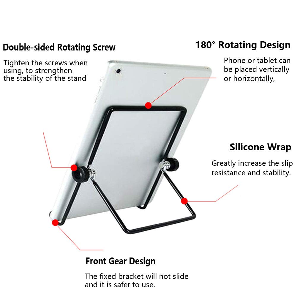 VOVIGGOL Adjustable Foldable Tablet Stand, Large Black