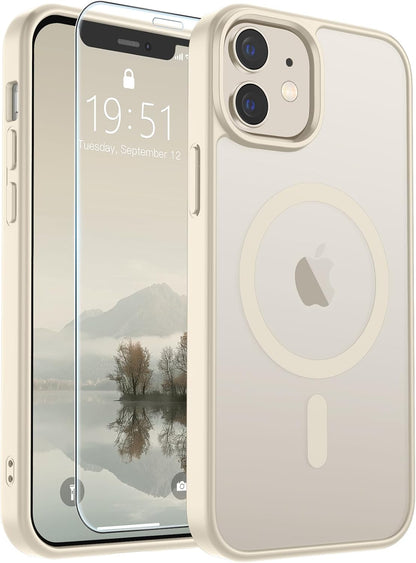 SUPFINE Magnetic for iPhone SE Case 2022 (3rd)/2020 (2nd), iPhone 8 Case (Compatible with MagSafe) (Military Grade Drop Protection) Translucent Matte Phone Cover,Black
