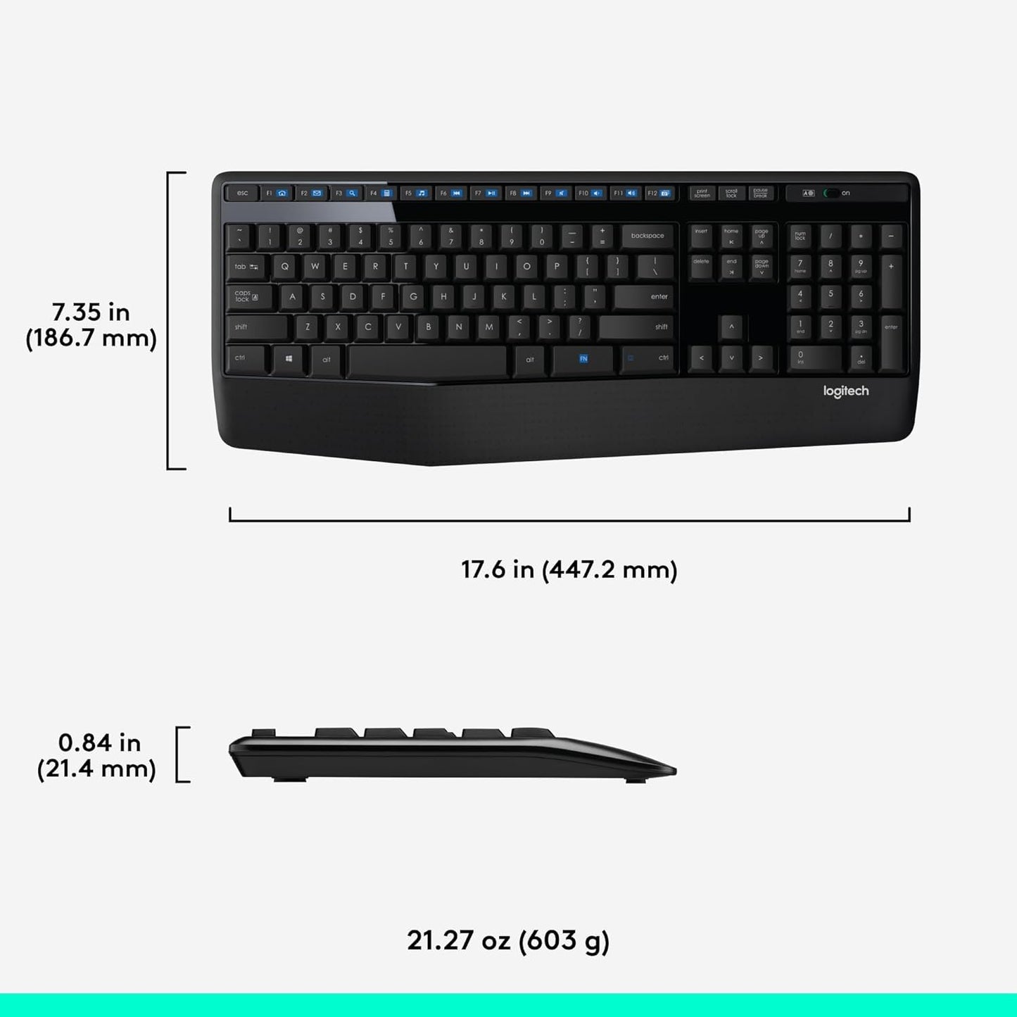 LogiKey K345: Full-Size Wireless Keyboard w/ Palm Rest