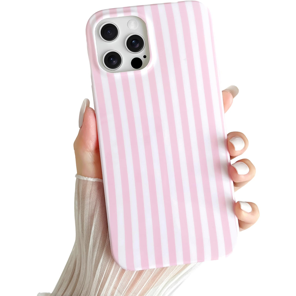 Yeddabox for iPhone 17 Pro Max Case Cute Striped Phone Case Soft TPU Slim Shockproof Phone Cover for Women Girls, Pink