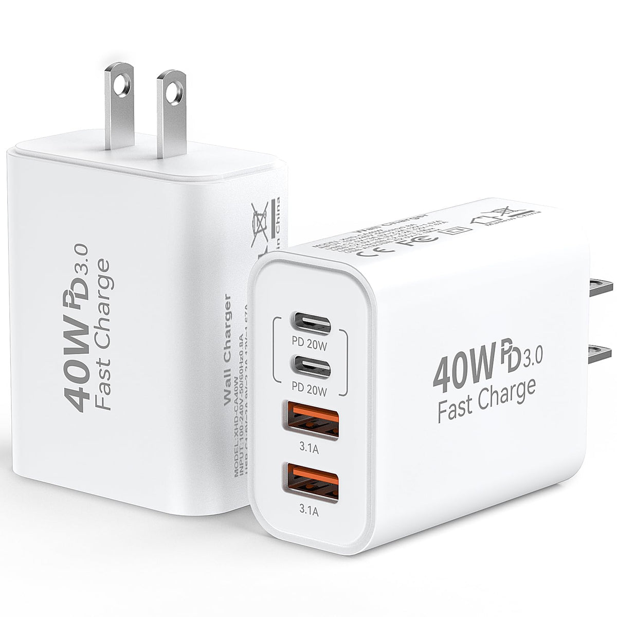 USB C Wall Charger Block, 40W USB Type C iPhone Charger Fast Charging Block
