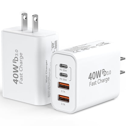 USB C Wall Charger Block, 40W USB Type C iPhone Charger Fast Charging Block