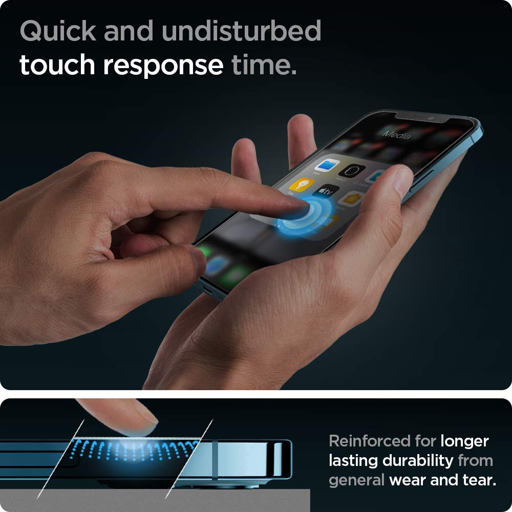 Spigen AluminaCore Tempered Glass Screen Protector [Glas.tR EZ Fit - Privacy] designed for iPhone 17 Pro | iPhone 17 | iPhone 16 Pro [2 Pack] 9H+ Hardness, Aluminum-Enhanced Durability | Tempered Glass, Privacy