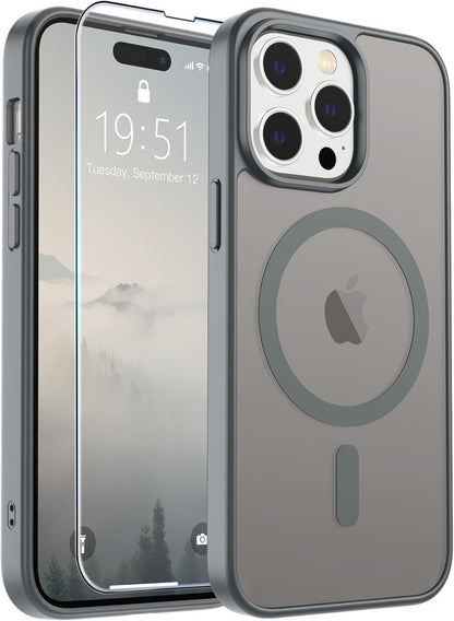 SUPFINE Magnetic for iPhone SE Case 2022 (3rd)/2020 (2nd), iPhone 8 Case (Compatible with MagSafe) (Military Grade Drop Protection) Translucent Matte Phone Cover,Black