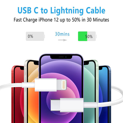 RCTech Trio USB-C to Lightning 6FT Fast Charge Cable