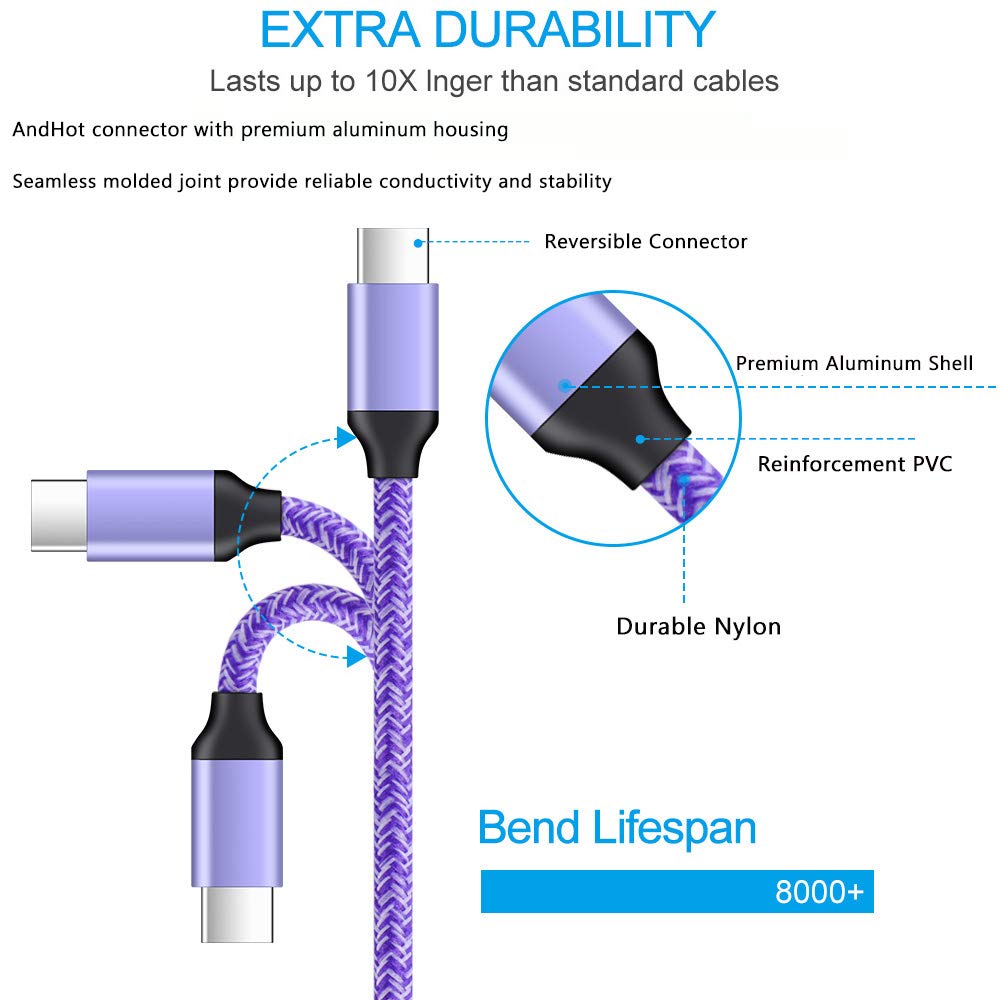 USB C Charger, AndHot Dual Port 2.1A Charger Block Plug+6ft Type C Fast Charging Cable for Samsung Galaxy S26 S25 S24 S23 S22 S21 S20 Note20 A57 A37 A17 A56 A16 A25 A35 A55 A15 A54 A14 A13 A23 A53 A32