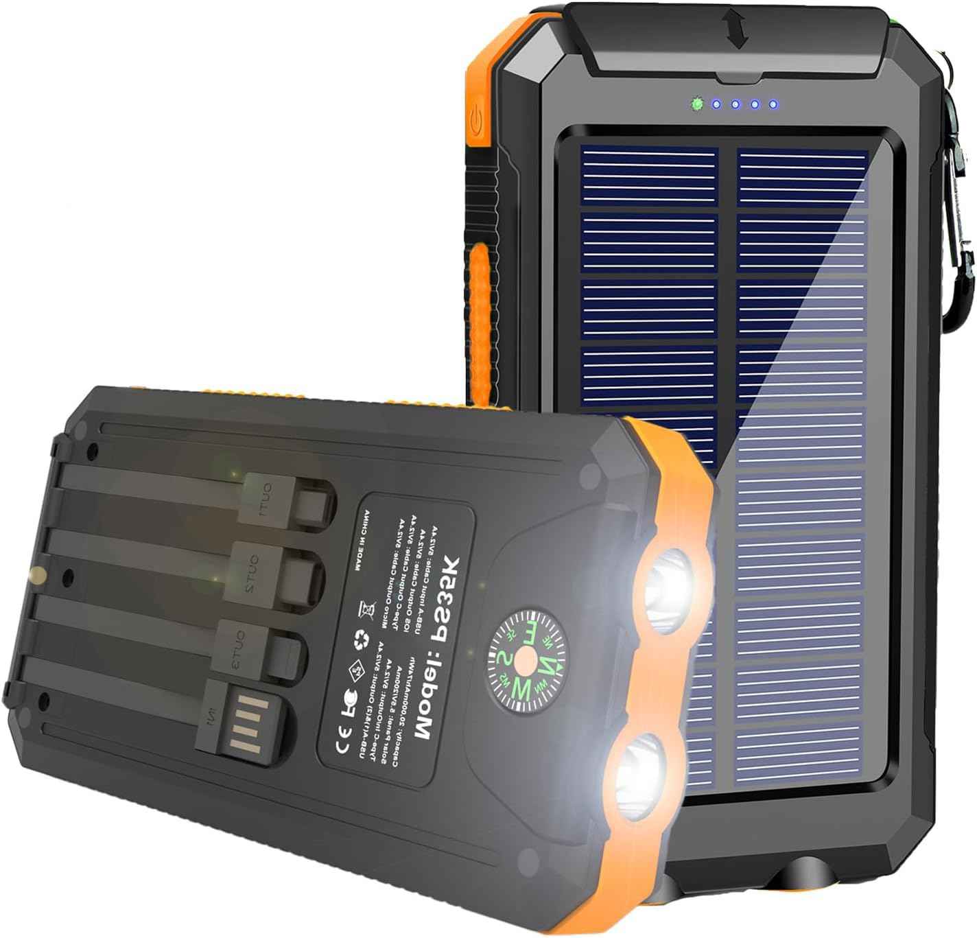 Solar Power Bank 20000mAh with 4 Cables & Flashlights