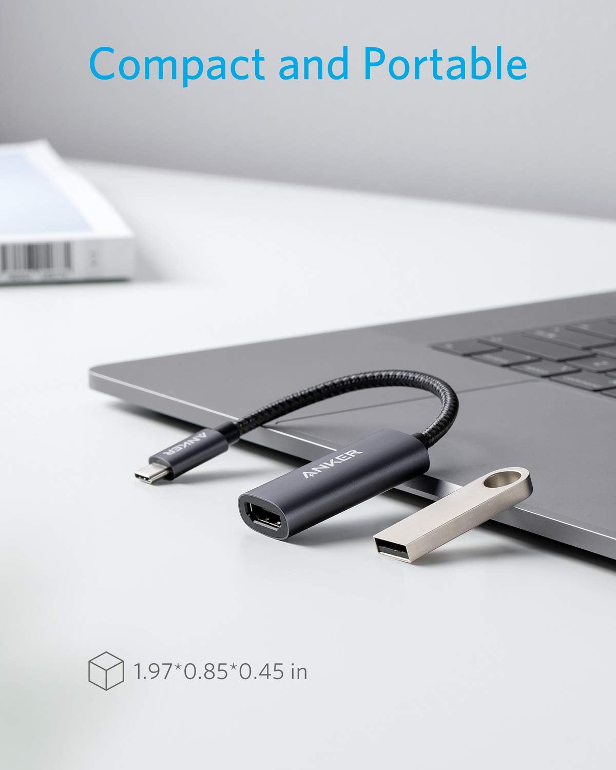 Anker USB C to HDMI Adapter (4K@60Hz), 310 USB-C Adapter (4K HDMI), for MacBook Pro, MacBook Air, iPad Pro, Pixelbook, XPS, Galaxy, and More(Compatible with Thunderbolt 3 Ports)