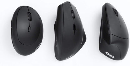 Anker Ergonomic Optical USB Wired Vertical Mouse 1000/1600 DPI, 5 Buttons CE100 (Renewed)