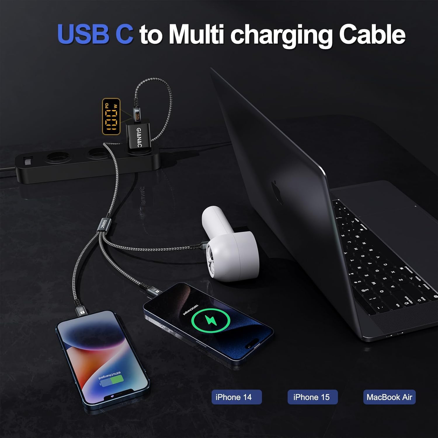 SmartCharge 3-in-1 USB C Cable with LED Display - Small Enterprise