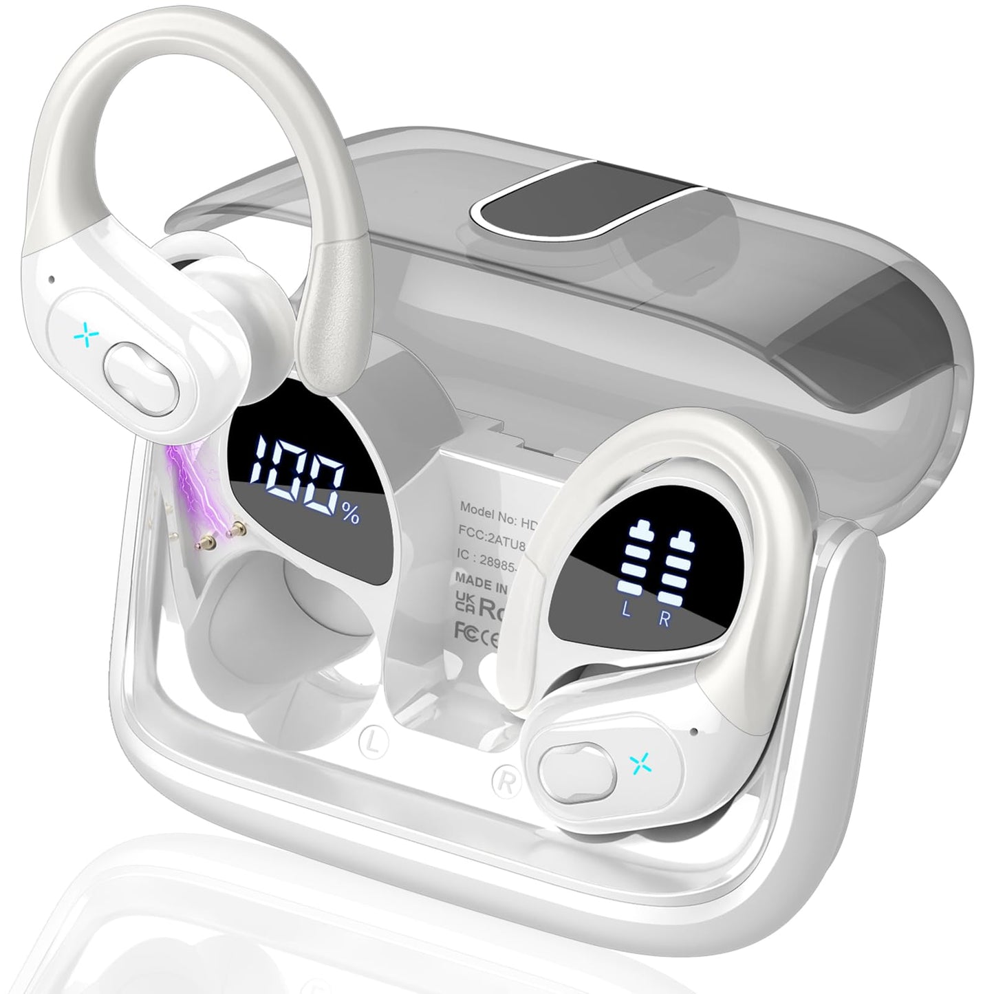 Wireless Earbuds 75hrs Bluetooth 5.4 Headphone Sport, 2026 Bluetooth Earbuds Stereo Deep Bass Over Ear Bud with Earhooks, ENC Noise Cancelling Mic, IPX7 Waterproof Earphone for Gym/Running/Workout
