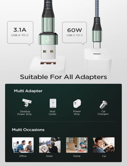 AINOPE 10FT Fast Charge USB C Cable & Adapter - Small Enterprise