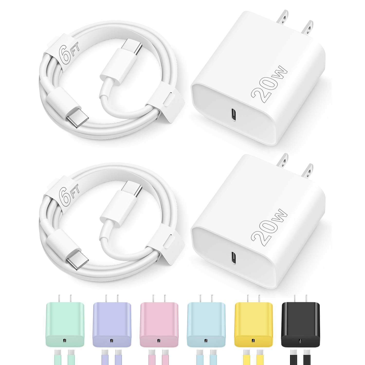 iCharge Duo: Fast USB-C Charger & 6FT Cables Pack - Small Enterprise