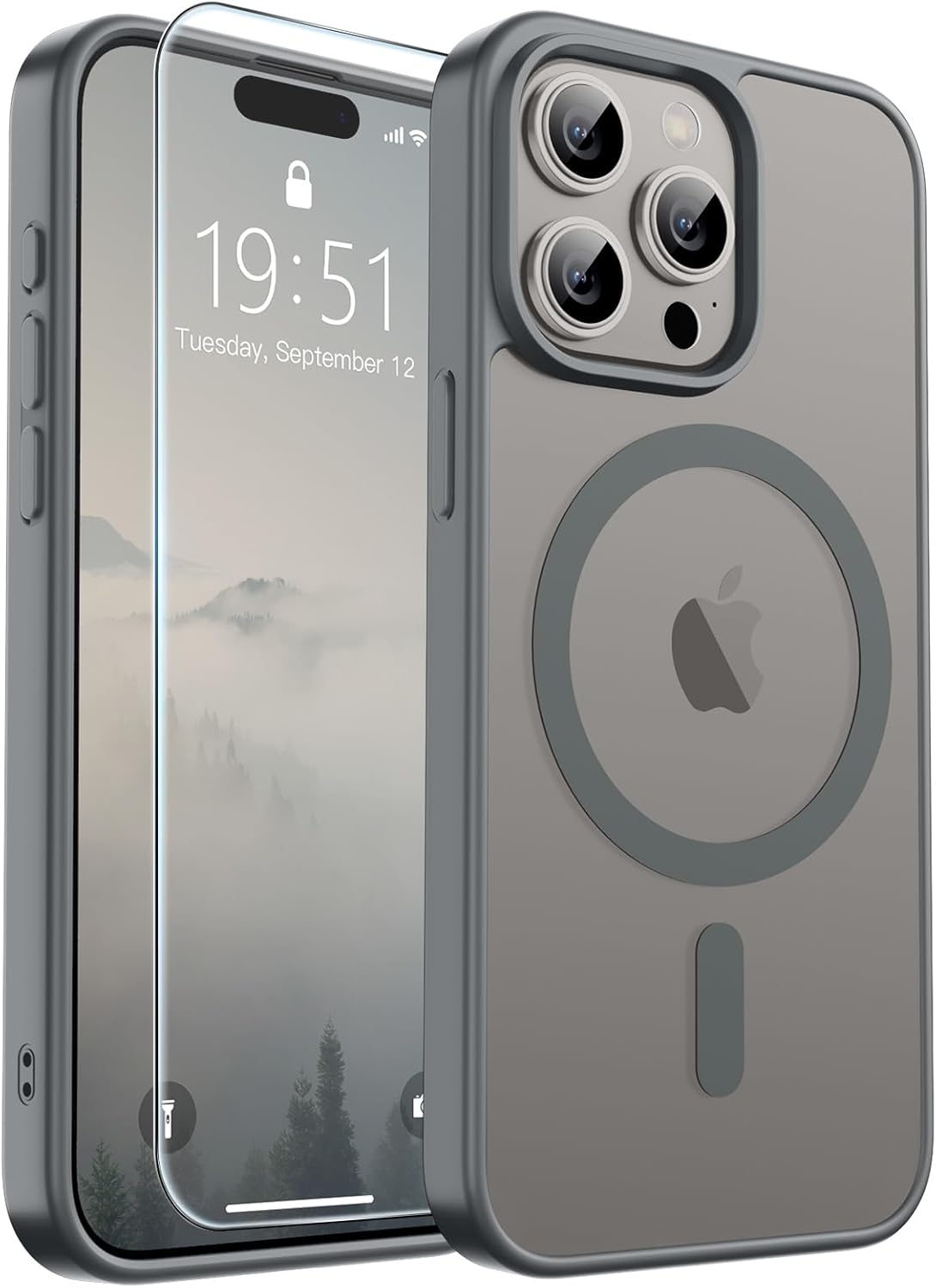 SUPFINE Magnetic for iPhone SE Case 2022 (3rd)/2020 (2nd), iPhone 8 Case (Compatible with MagSafe) (Military Grade Drop Protection) Translucent Matte Phone Cover,Black