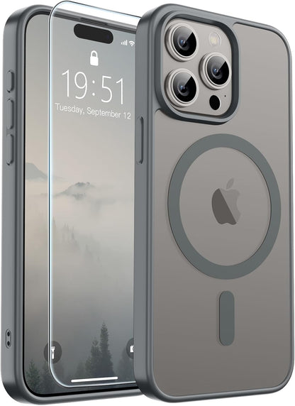 SUPFINE Magnetic for iPhone SE Case 2022 (3rd)/2020 (2nd), iPhone 8 Case (Compatible with MagSafe) (Military Grade Drop Protection) Translucent Matte Phone Cover,Black