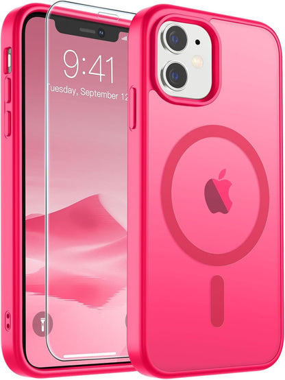 SUPFINE Magnetic for iPhone SE Case 2022 (3rd)/2020 (2nd), iPhone 8 Case (Compatible with MagSafe) (Military Grade Drop Protection) Translucent Matte Phone Cover,Black